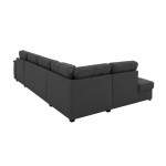 Corner sofa convertible 6 places fabric ROMAIN Dark grey
