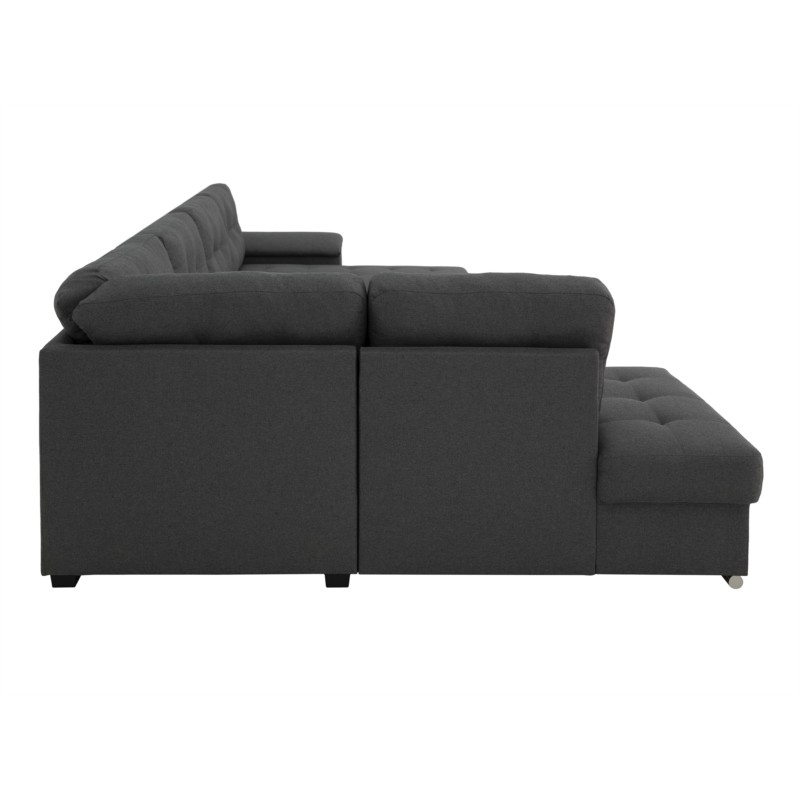 Corner sofa convertible 6 places fabric ROMAIN Dark grey - image 54795