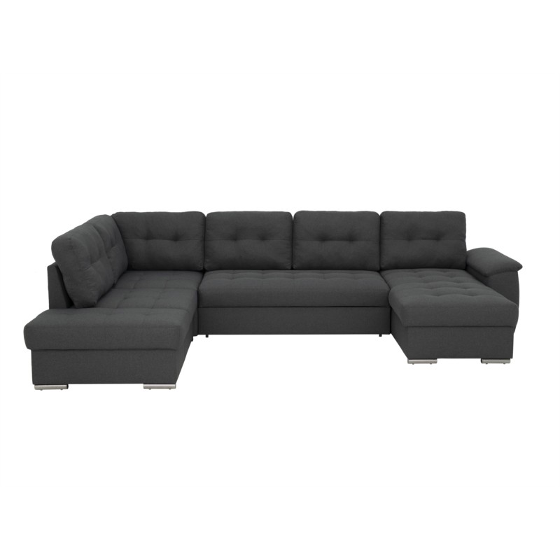Corner sofa convertible 6 places fabric ROMAIN Dark grey - image 54797