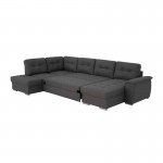 Corner sofa convertible 6 places fabric ROMAIN Dark grey