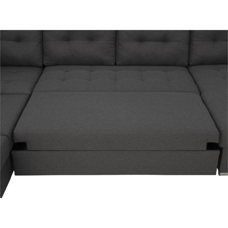 Corner sofa convertible 6 places fabric ROMAIN Dark grey - image 54801