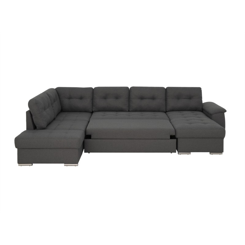 Corner sofa convertible 6 places fabric ROMAIN Dark grey - image 54806