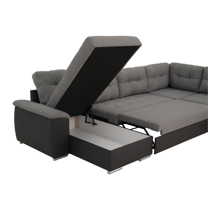 Sofa bed 6 places PU fabric ROMAIN Dark grey - image 54823