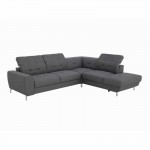 Corner sofa convertible 5 places headrest fabric VIKY Dark grey