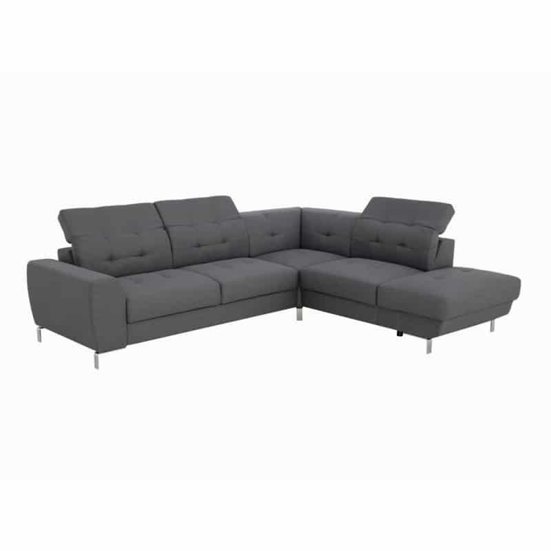 Corner sofa convertible 5 places headrest fabric VIKY Dark grey - image 54837
