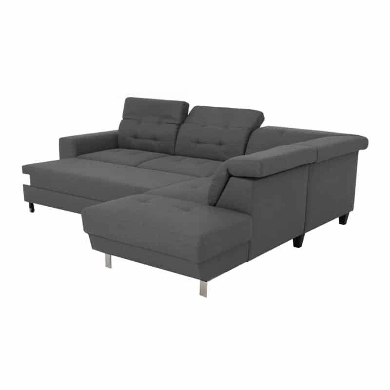 Corner sofa convertible 5 places headrest fabric VIKY Dark grey - image 54853