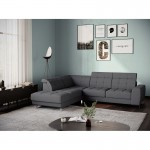 Corner sofa convertible 5 places headrest fabric VIKY Dark grey