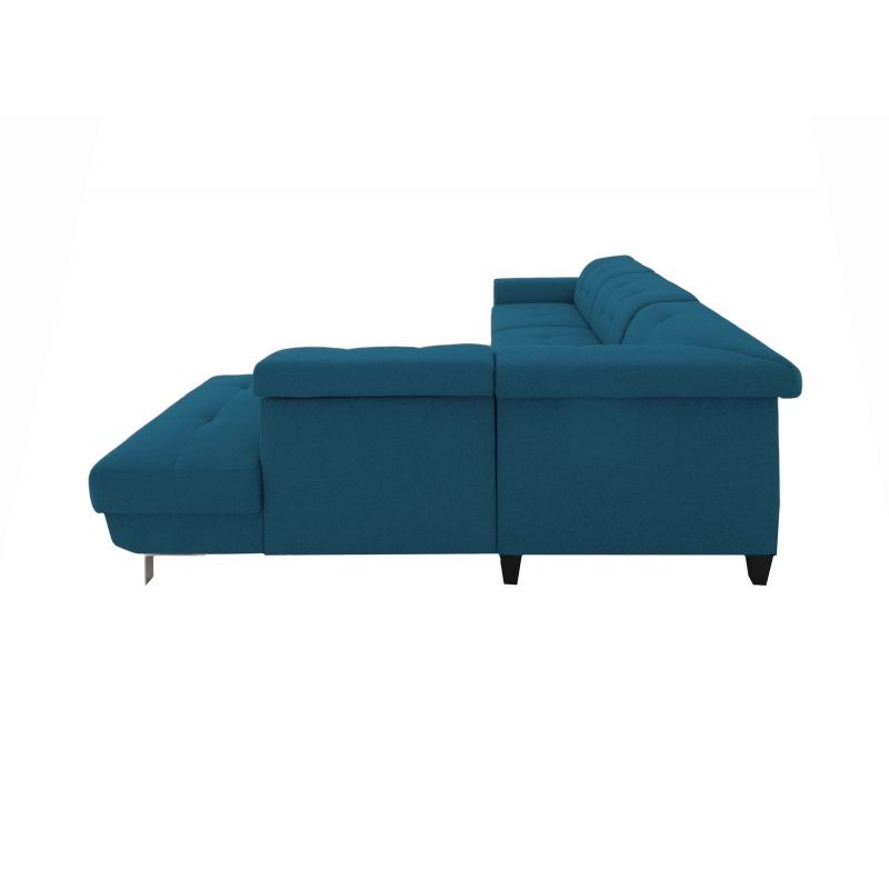Corner sofa convertible 5 places headrest fabric VIKY Blue oil - image 54859