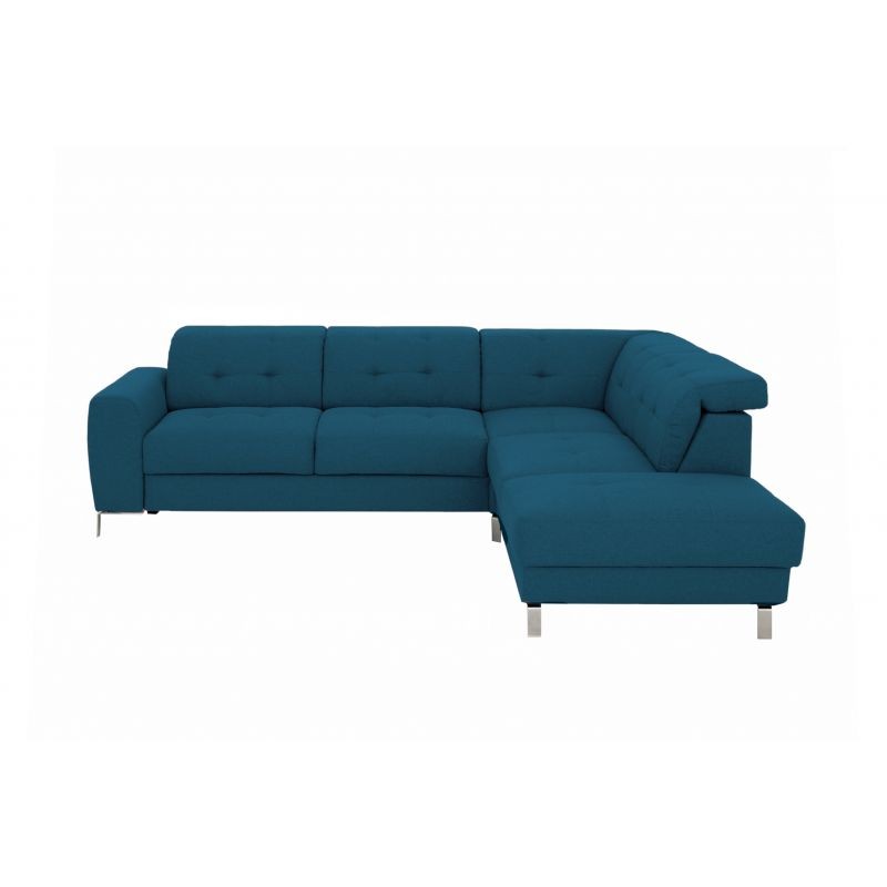 Corner sofa convertible 5 places headrest fabric VIKY Blue oil - image 54863