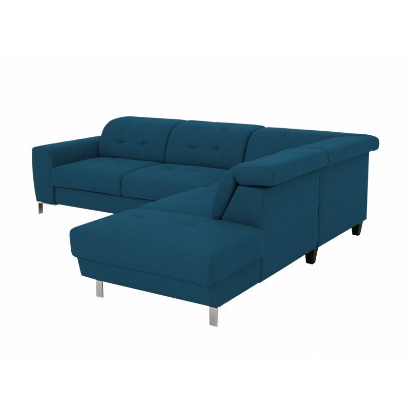 Corner sofa convertible 5 places headrest fabric VIKY Blue oil - image 54868
