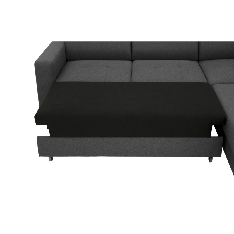 Convertible corner sofa 5 seater headrests fabric KADY Dark grey - image 54885