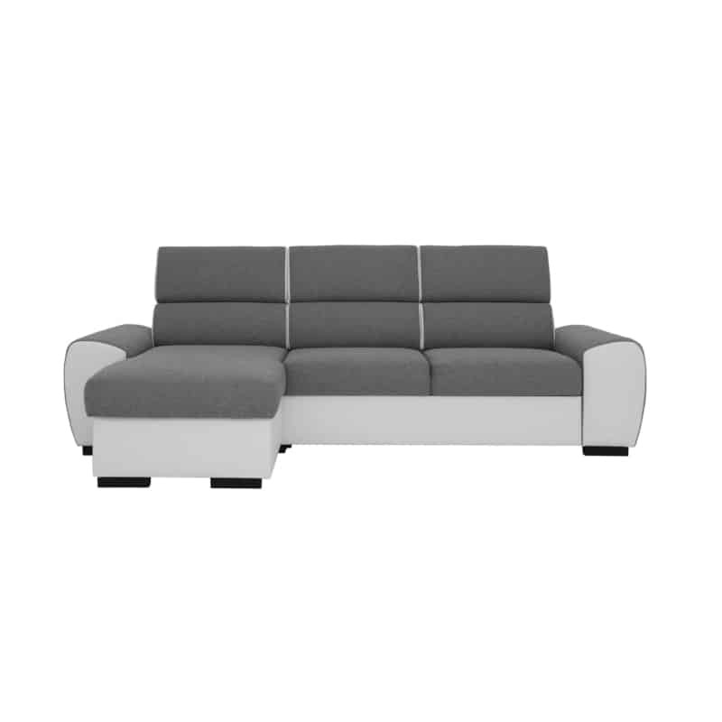 Corner sofa convertible 3 places headrest PU fabric ALI Grey, white - image 54910