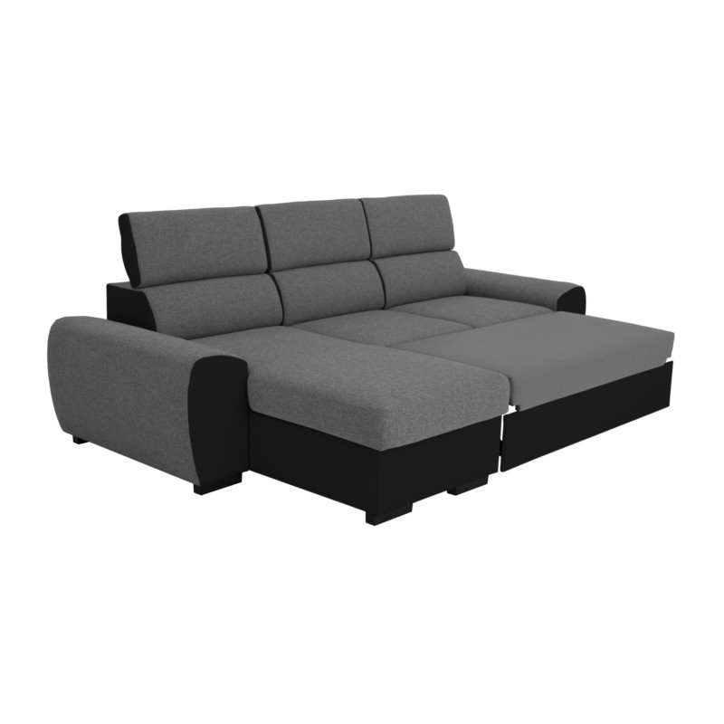Corner sofa convertible 3 places headrests PU fabric ALI Grey, black - image 54918