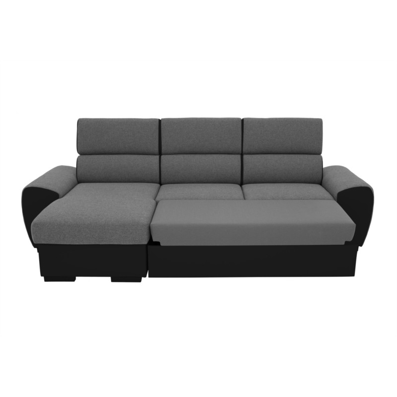 Corner sofa convertible 3 places headrests PU fabric ALI Grey, black - image 54931