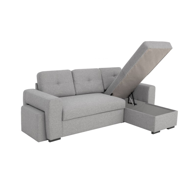 Convertible corner sofa 4 places fabric ADIL Light grey - image 54938