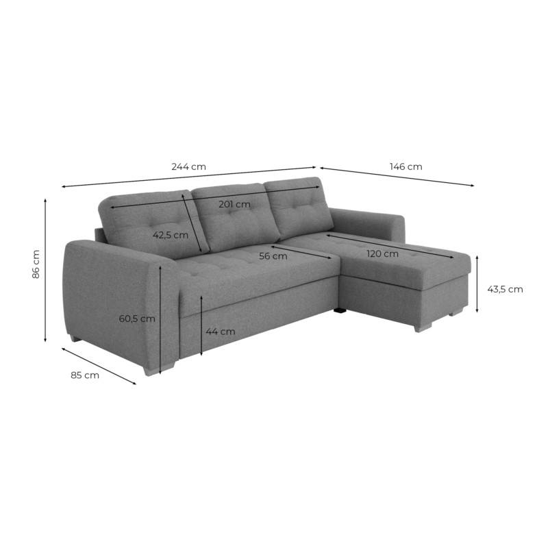 Corner sofa convertible 3 places fabric DONIA Oil Blue - image 54975