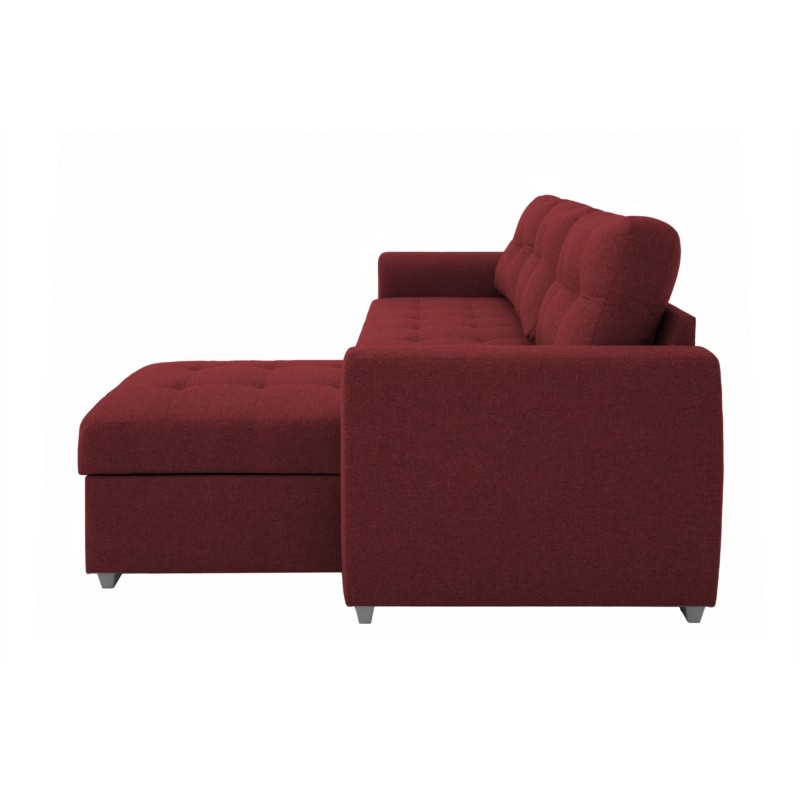 Convertible corner sofa 3 places fabric DONIA Bordeaux - image 54992