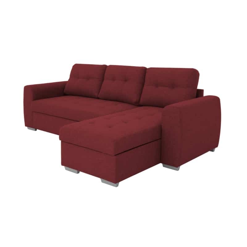 Convertible corner sofa 3 places fabric DONIA Bordeaux - image 54994