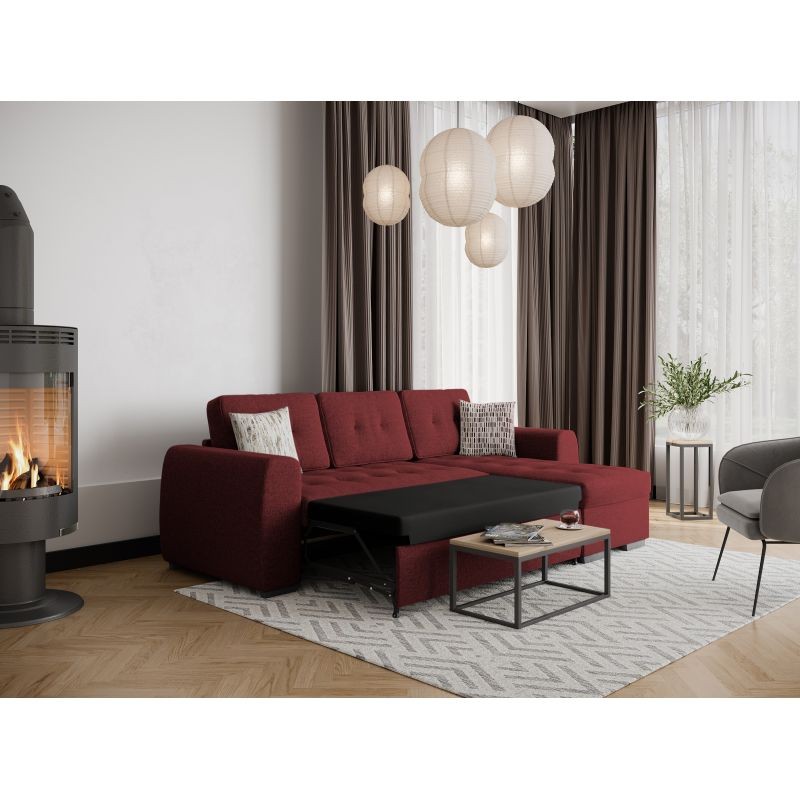 Convertible corner sofa 3 places fabric DONIA Bordeaux - image 54997