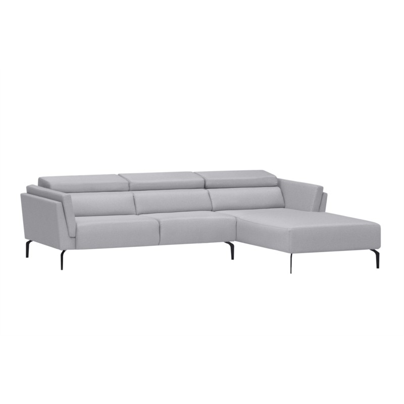 Corner sofa 4 places fabric feet metal Right Angle LULU Light grey - image 55034