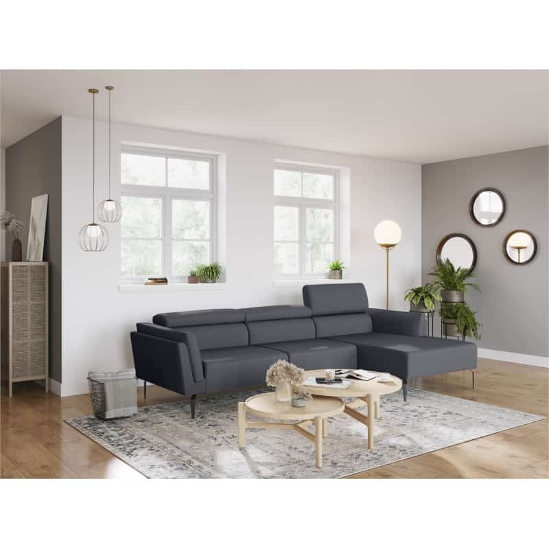 Corner sofa 4 places fabric feet metal Right Angle LULU Dark grey - image 55048