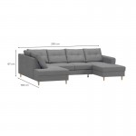 Convertible corner sofa 5 seats fabric Right Angle OKTAV Light grey