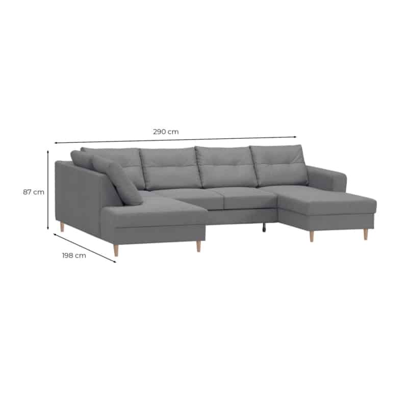 Convertible corner sofa 5 seats fabric Right Angle OKTAV Light grey - image 55084