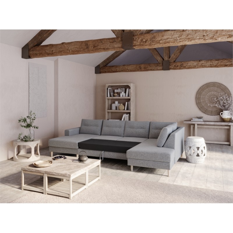 Convertible corner sofa 5 seats fabric Right Angle OKTAV Light grey - image 55091