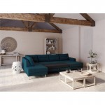 Convertible corner sofa 5 places fabric Left Corner OKTAV Oil Blue