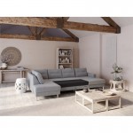 Convertible corner sofa 5 places fabric Left Angle OKTAV Light grey