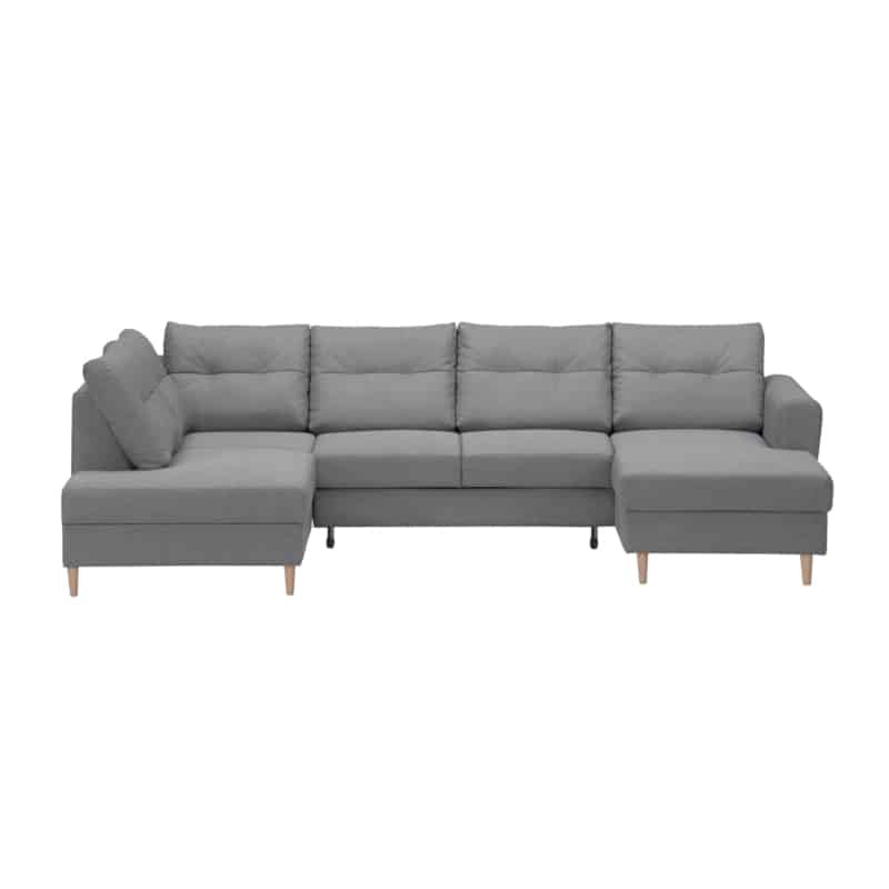 Convertible corner sofa 5 places fabric Left Angle OKTAV Light grey - image 55115
