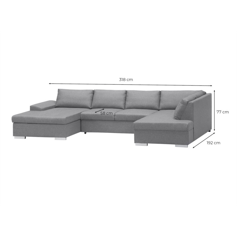Convertible corner sofa 5 seats fabric Right Angle ARIA Light grey - image 55128