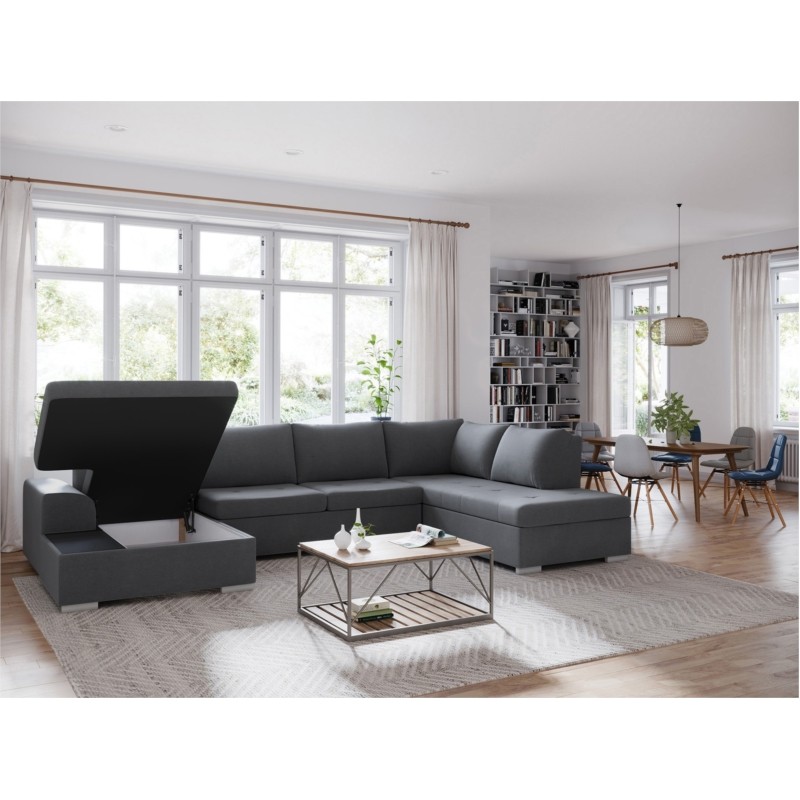 Convertible corner sofa 5 seats fabric Right Angle ARIA Dark grey - image 55150