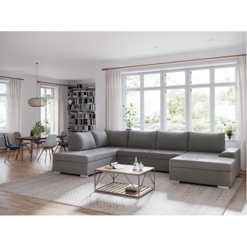 Convertible corner sofa 5 seats fabric Left Corner ARIA Light grey - image 55160