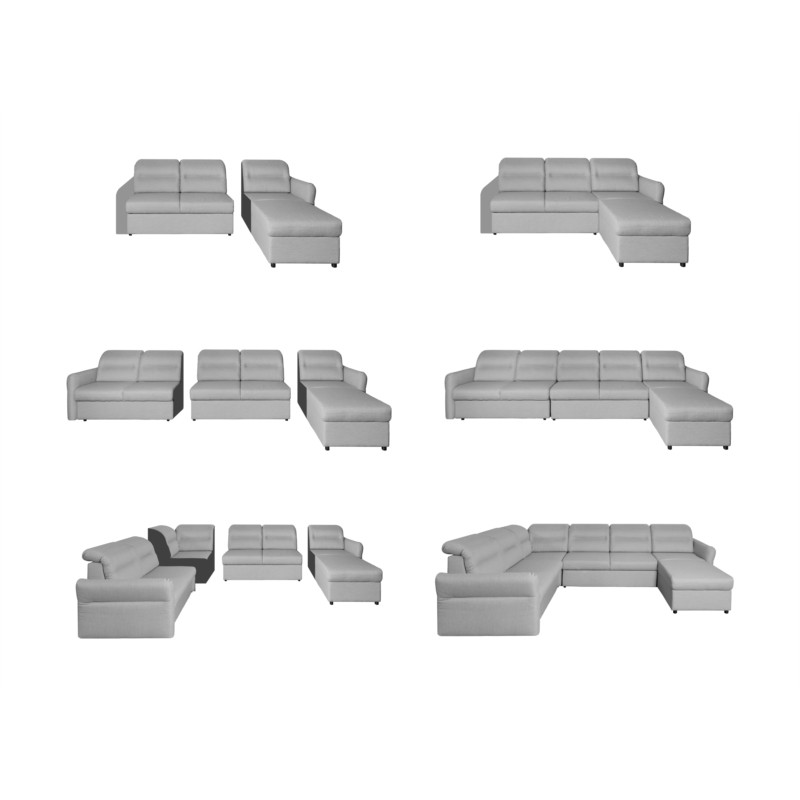 Modular corner sofa convertible 5 places fabric ADRIATIK Beige - image 55215