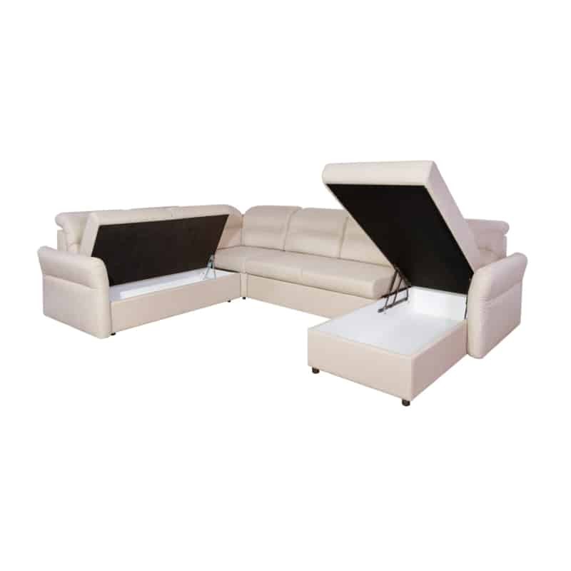 Modular corner sofa convertible 5 places fabric ADRIATIK Beige - image 55216