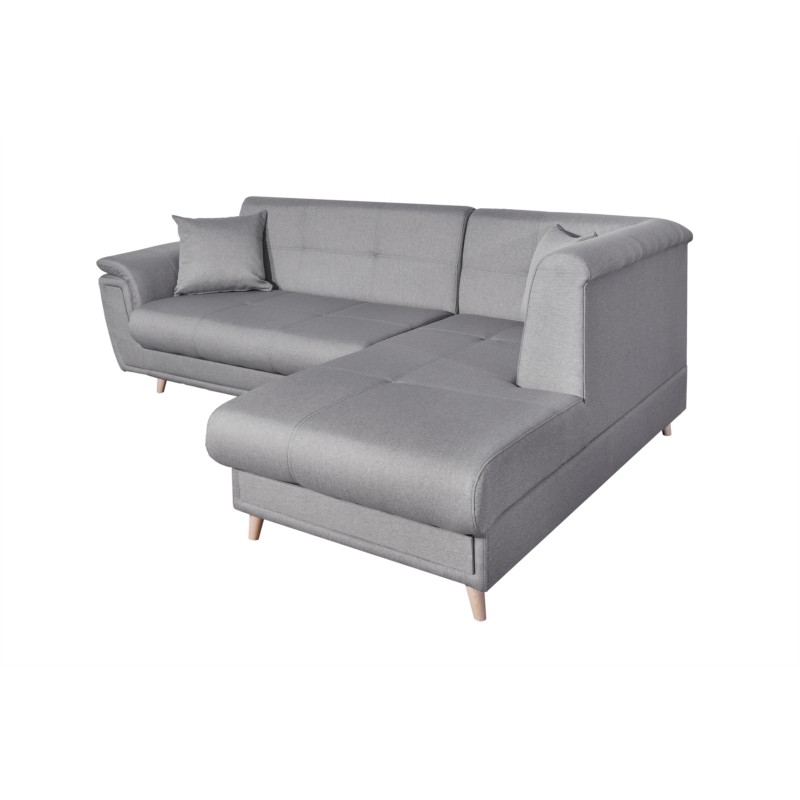 Corner sofa convertible 5 places fabric feet wood Angle Right FORTY Grey - image 55229