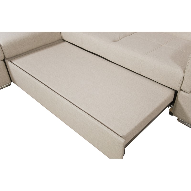 Corner sofa convertible 5 places trunk fabric Corner Left IVY Beige - image 55265