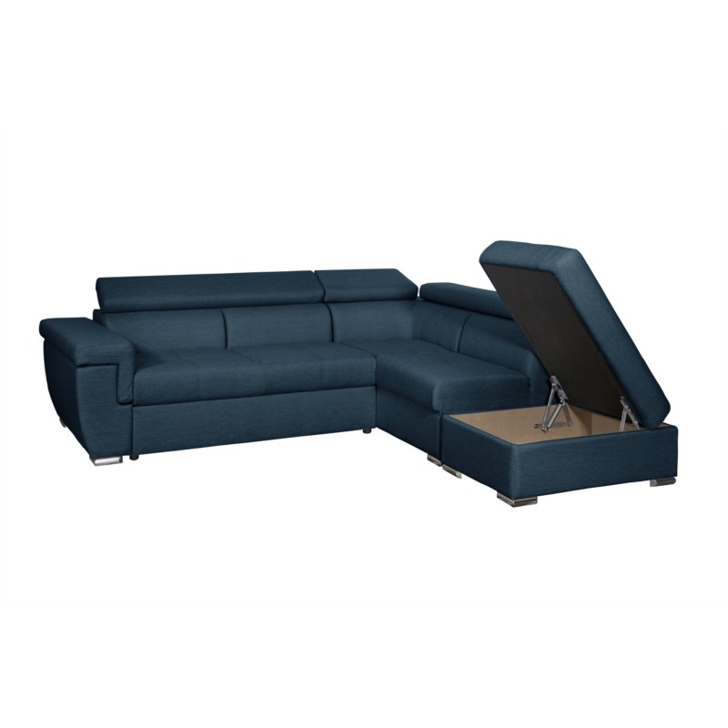 Convertible corner sofa 5 seats trunk fabric Right Angle IVY Oil Blue - image 55294