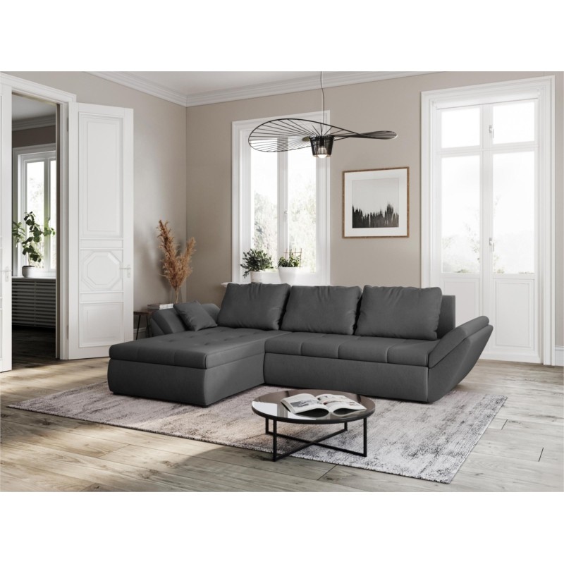 4 seater convertible corner sofa CATHIA Dark Grey fabric - image 55359
