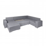 Convertible corner sofa 4 places fabric Right Angle STELA Light grey