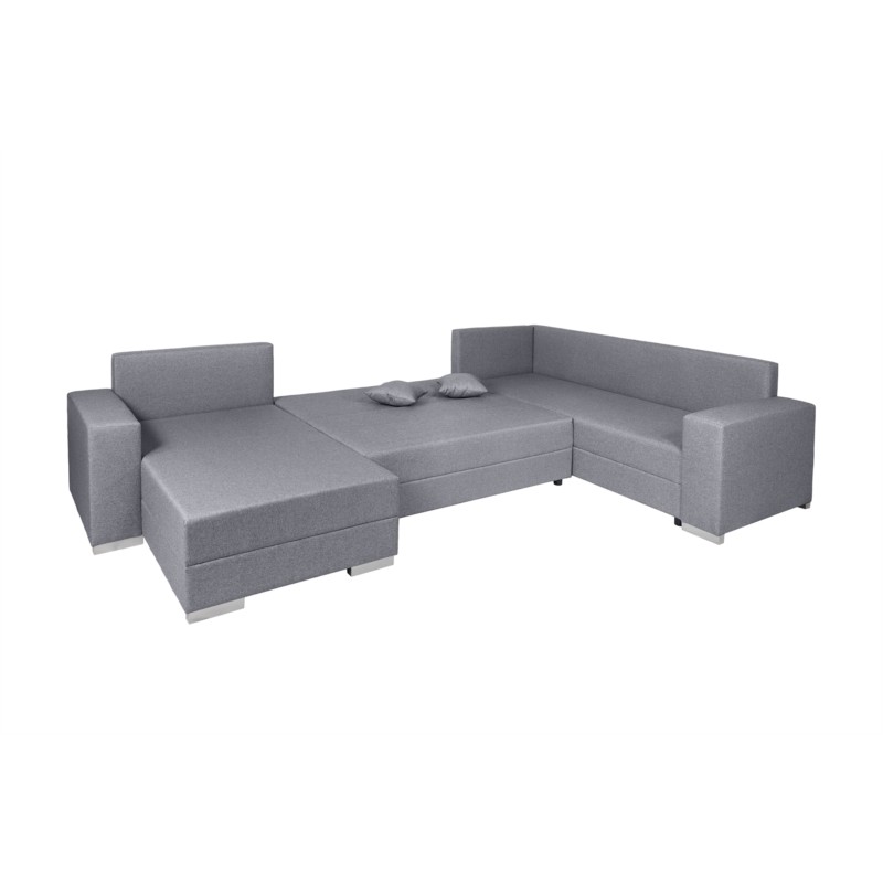Convertible corner sofa 4 places fabric Right Angle STELA Light grey - image 55375