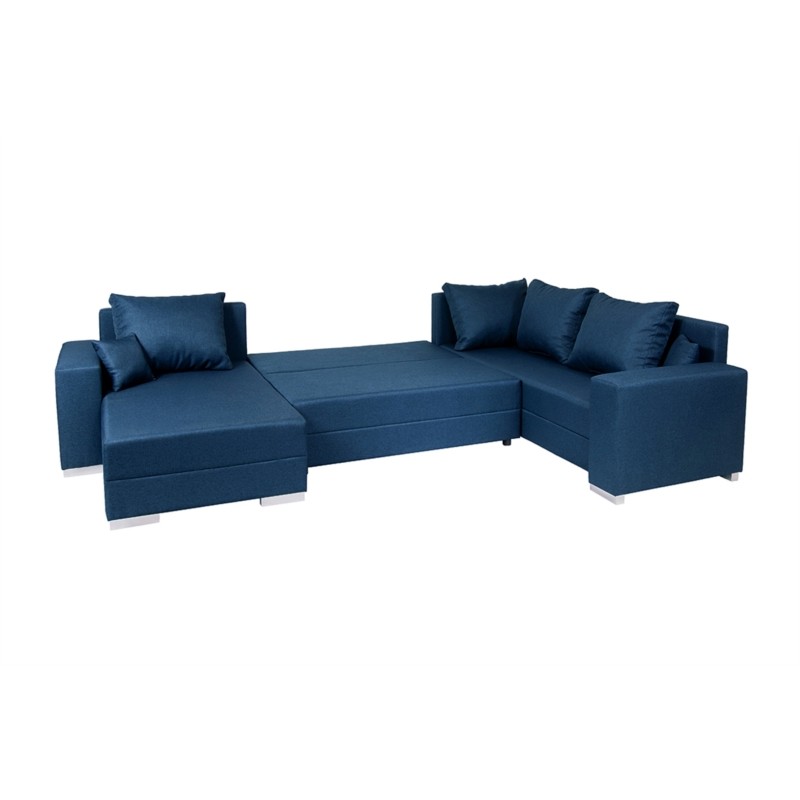 Convertible corner sofa 4 places fabric Right Angle STELA Oil Blue - image 55376
