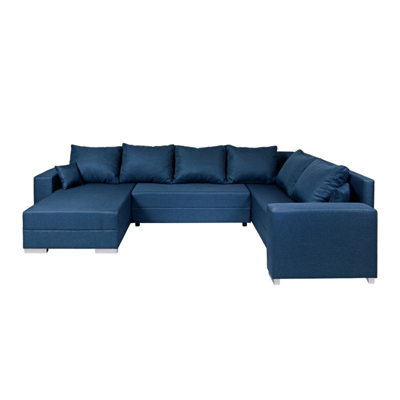 Convertible corner sofa 4 places fabric Right Angle STELA Oil Blue - image 55383