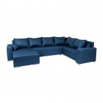 Convertible corner sofa 4 places fabric Right Angle STELA Oil Blue