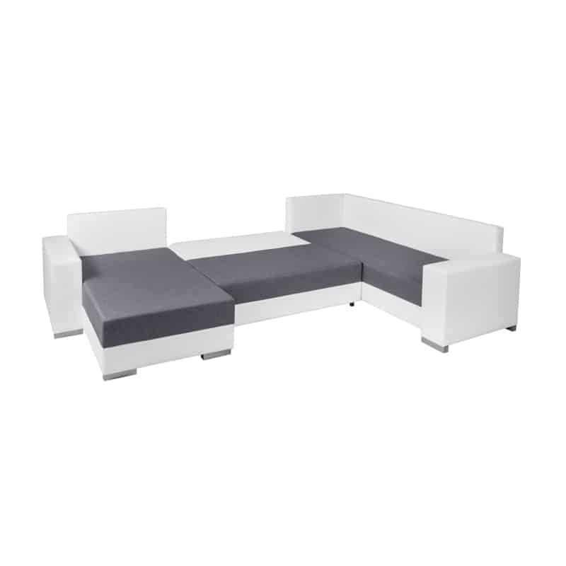 Convertible corner sofa 4 seater fabric PU Right Angle STELA Grey, white - image 55392