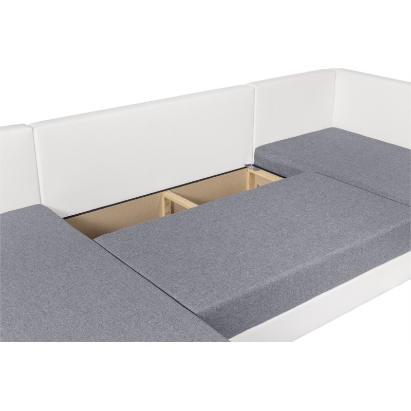 Convertible corner sofa 4 seater fabric PU Right Angle STELA Grey, white - image 55395