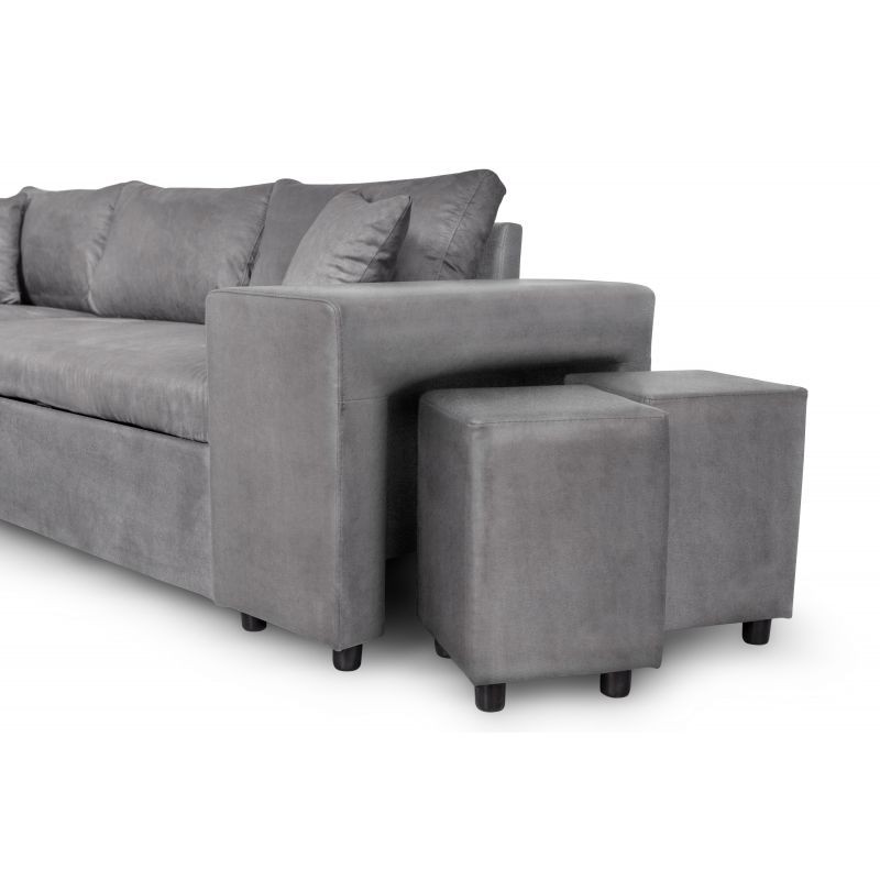 Convertible corner sofa microfiber niche on the right KATIA Grey - image 55421