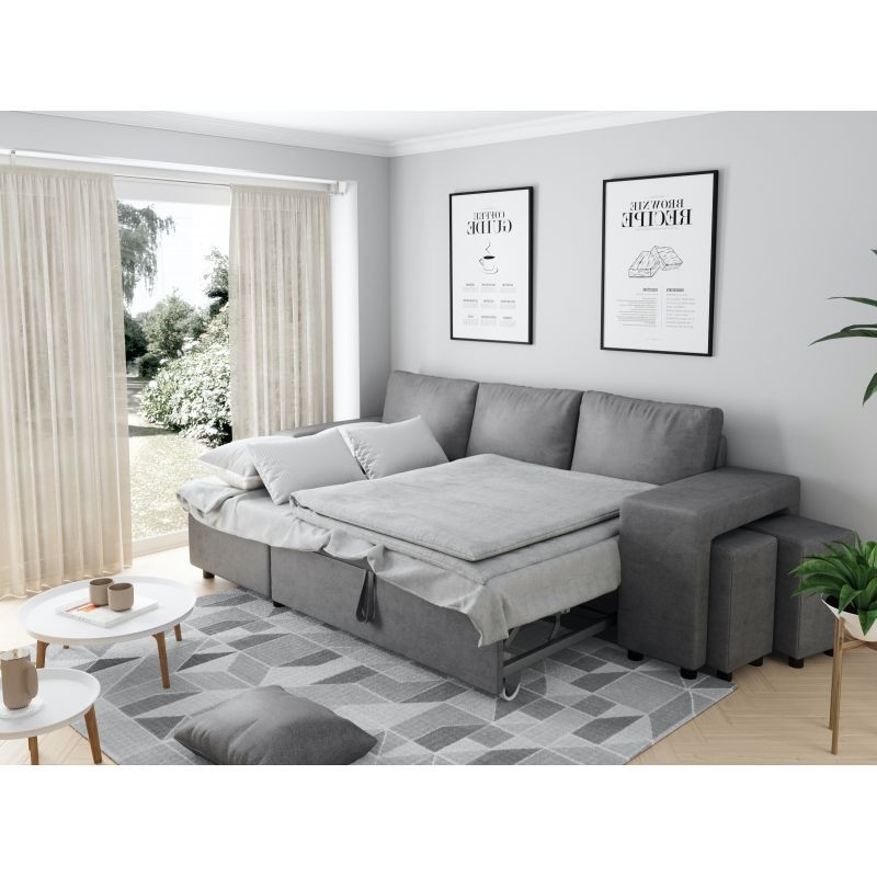 Convertible corner sofa microfiber niche on the right KATIA Grey - image 55427