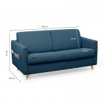 Quick sleeping sofa fabric 3 places TAMY (Petrol blue)